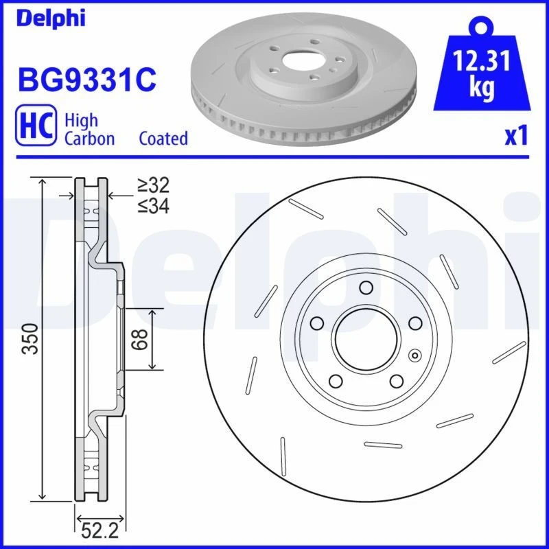 Image of DELPHI Brake disc DELPHI BG9331C