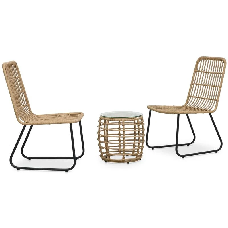 Image of VIDAXL 3 Piece Bistro Set Poly Rattan Oak vidaXL 48583