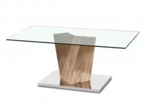 Image of LPD Alpha Glass and Oak Coffee Table Flat Packed