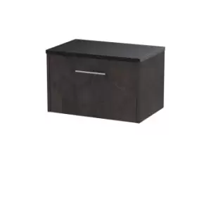 image of Hudson Reed Juno 600mm Wall Hung 1 Drawer Vanity & Sparkling Black Worktop - Metallic Slate