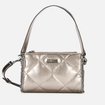 image of Guess Womens Khatia Top Zip Shoulder Bag - Pewter