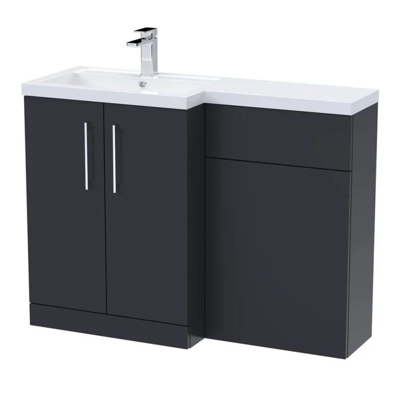 Image of Balterley Bathroom Vanity Basin & WC Unit Left Hand Satin Dark Grey 1100mm Grey Unisex