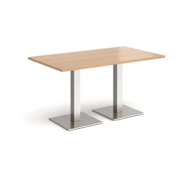 Image of Brescia Brescia rectangular dining table with flat square brushed steel bases 1400mm x 800mm - beech Beech BDR1400-BS-B