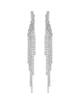 image of Lipsy Silver Crystal Diamante Twist Long Drop Earrings