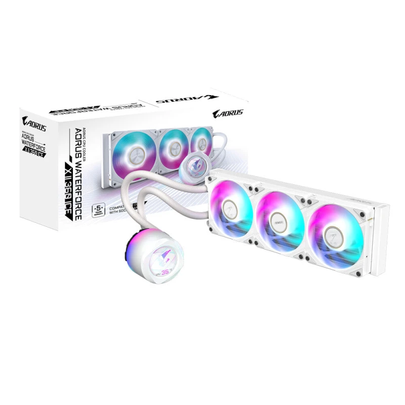 Image of Gigabyte Aorus Waterforce X II Ice 360 mm CPU Cooler - RGB LED, White 4719331553968