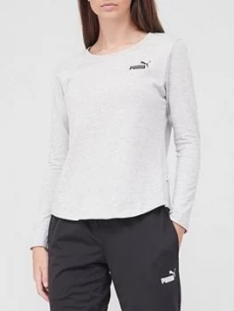 Puma Essential Long Sleeve Tee - Light Grey Heather, Size XS, Women