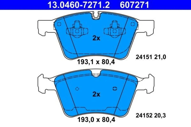 Image of ATE 13.0460-7271.2 Brake pad set excl. wear warning contact Brake Pad Set,disc brake (402)