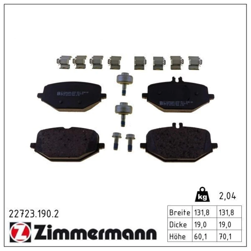 Image of ZIMMERMANN Brake pad set ZIMMERMANN 22723.190.2
