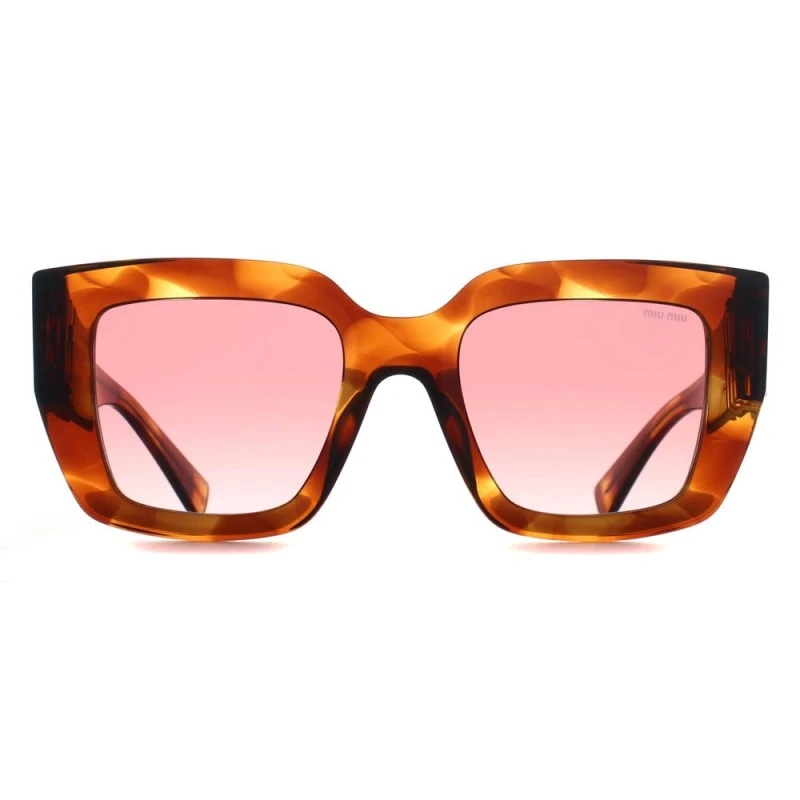 Image of Miu Miu Miu Miu Women Square Striped Tobacco Pink Gradient Red MUB05S in Brown Brown One Size Female 8056262660447