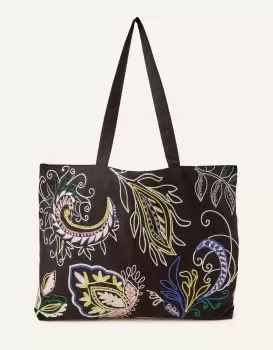 Image of Accessorize Womens Paisley Embroidered Shopper Bag, Size: 49x38cm