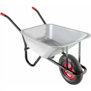 Image of Wheelbarrow Oskar - garden wheelbarrow, builders wheelbarrow, heavy duty wheelbarrow - silver
