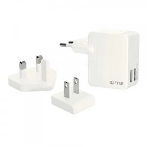 Image of Leitz White Complete Traveller USB Wall Dual Charger 65200001