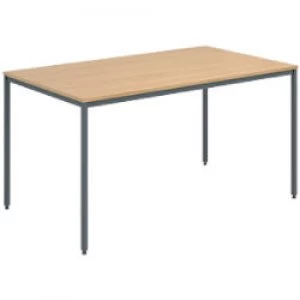 Image of Dams International Rectangular Meeting Room Table with Oak Coloured MFC Top and Graphite Frame Flexi 1400 x 800 x 725mm