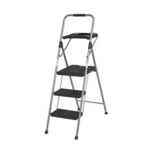 image of Werner 3 Tread Steel Foldable Step Stool (H)1.4M Black & Grey