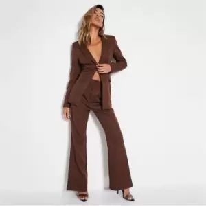 image of I Saw It First Tailored Flared Trousers - Brown