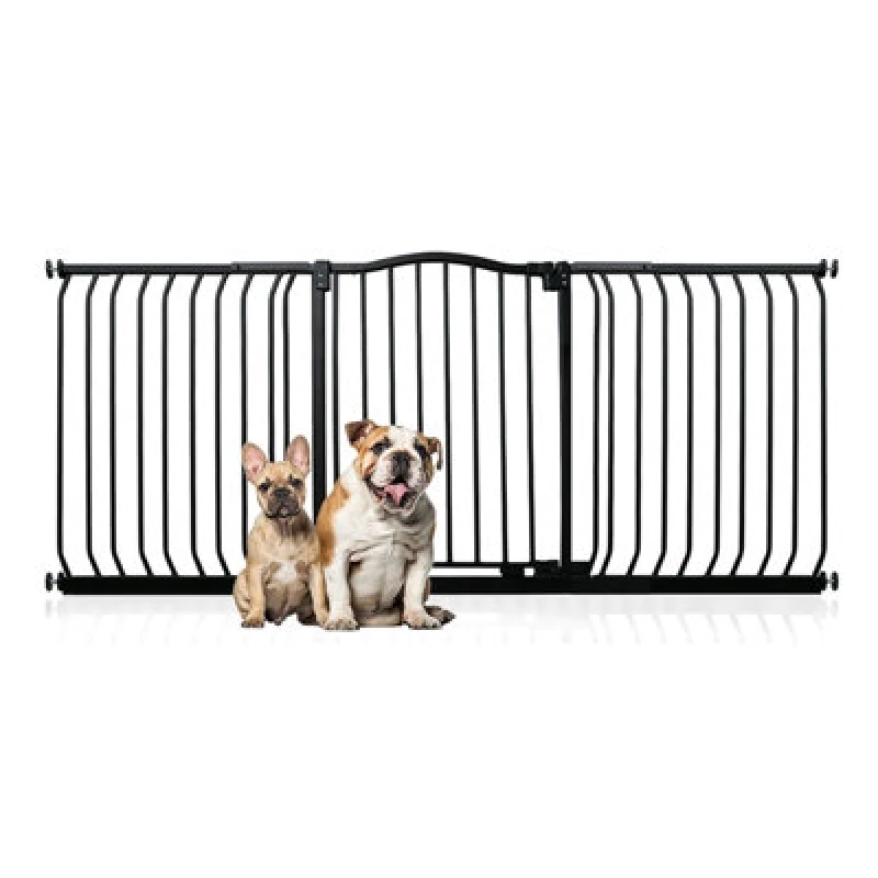 Image of Bettacare Curved Top Dog Gate, 179Cm - 188Cm, Matt Black, Pressure Fit Pet Gate For Dog And Puppy, Pet And Dog Barrier