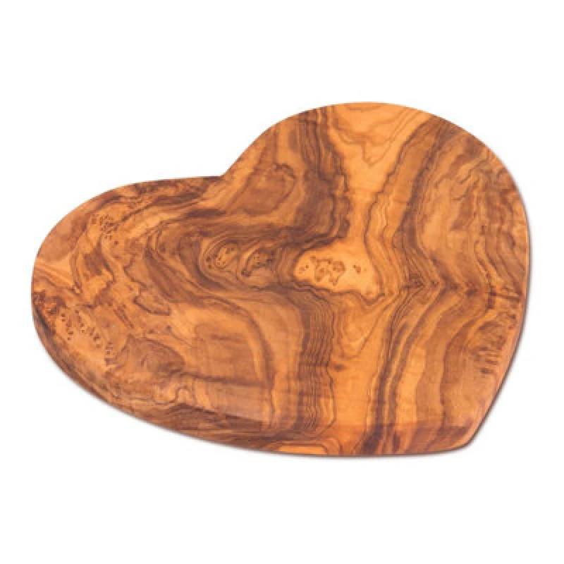 Image of Verano Spanish Ceramics Olive Wood Natural Grained Rustic Kitchen Dining Handmade Heart Shaped Boards (L) 24cm Natural unisex