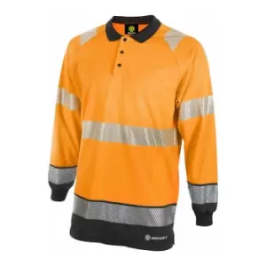 Image of Hivis two tone polo shirt l/s or/blk xxl - Orange / Black - Orange / Black - Beeswift