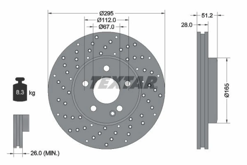 Image of Brake disc TEXTAR 92257505