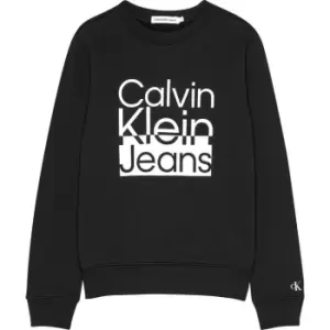 Image of Calvin Klein Jeans Box Logo Sweatshirt - Black