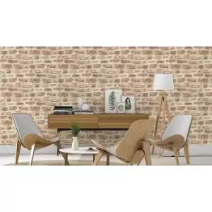 image of Wallpaper Rustic Stone Brick Natural 860610 Beige Wall Paper 860610 - Beige - Rasch