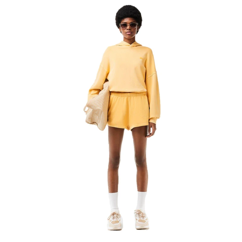 Image of Lacoste Womens Fleece Jogger Shorts Eco Golden Haze female 8 (36)