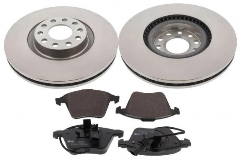 Image of MAPCO 47905 Brake disc and pads set Front Axle, Brake Disc Type: Vented, incl. wear warning contact, with anti-squeak plate Brake Set,disc brakes (34