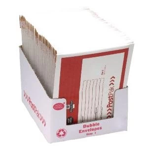 Image of Post Office Postpak Size 1 Bubble Envelopes Pack of 40 41630