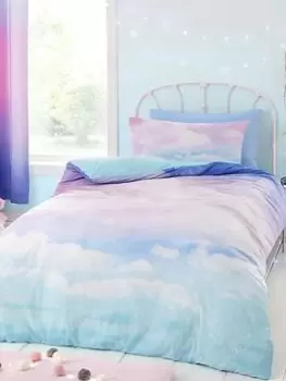 Image of Catherine Lansfield Ombre Rainbow Clouds Reversible Duvet Set Db, Multi, Size Double