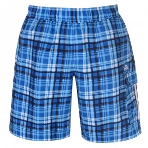 image of Lonsdale 2 Stripe Checked Shorts Mens - Blue