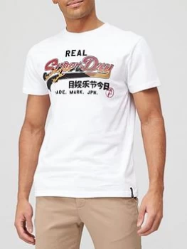 image of Superdry Vl Itago T-Shirt 220 - White, Size S, Men