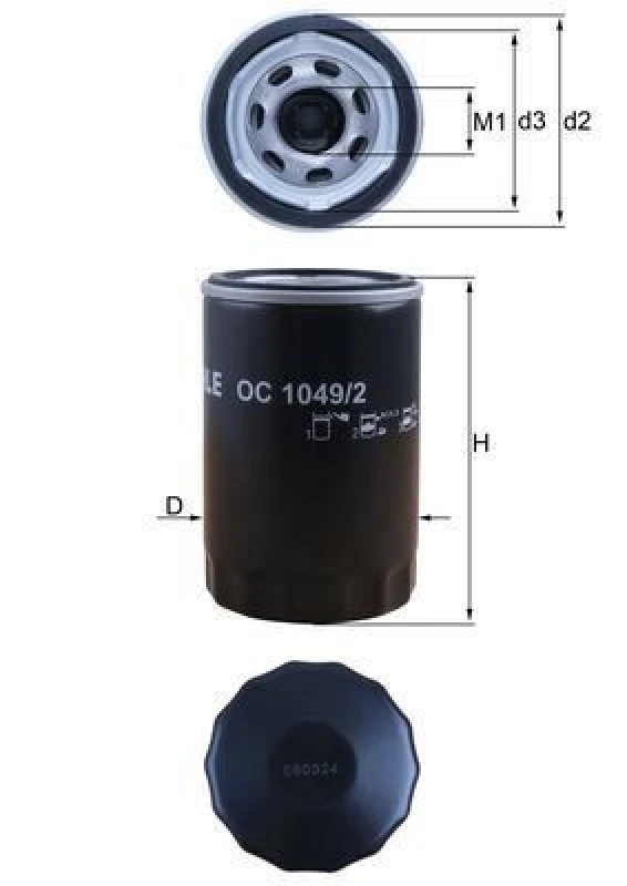 Image of Oil filter MAHLE OC 1049/2