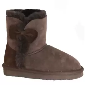 image of Eastern Counties Leather Childrens/Kids Coco Bow Detail Sheepskin Boots (1 UK) (Chocolate)