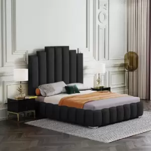 Image of Leisa Bed Double Plush Velvet Black