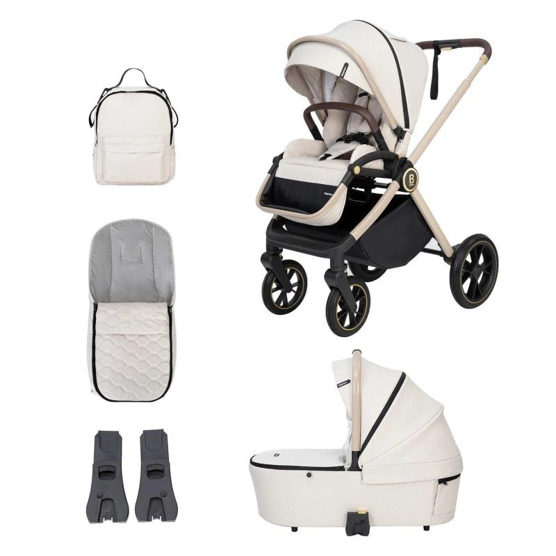 Image of Babymore Kai Pram Pushchair - Sandstone Sandstone unisex 60x84x103