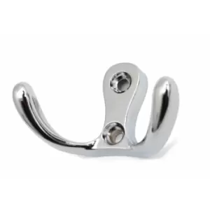 image of Small Double Coat Hanger Hook Door Wall Bath CK24 Model - Colour Chrome - Pack of 10