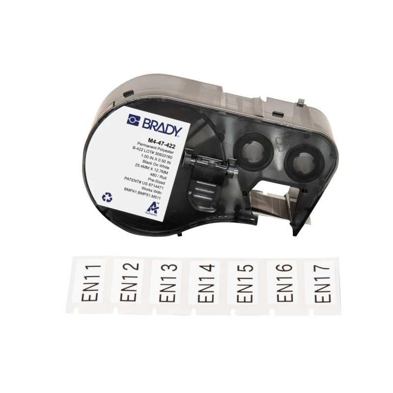 Image of Brady M4-47-422 printer label Black. White Self-adhesive printer label