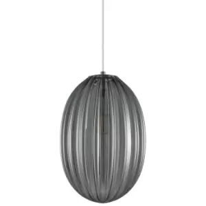 image of Italux Parlo - Modern Hanging Pendant Chrome 1 Light with Smoke Grey Shade, E14 Dimmable