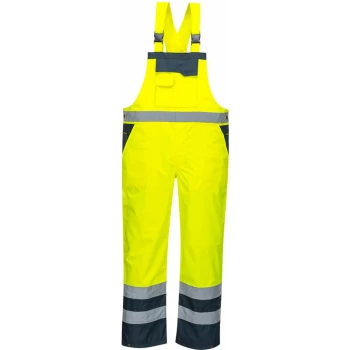 image of Portwest S488 - Yellow/Navy Hi-Vis Contrast Bib & Brace - Unlined sz 4XL Coverall