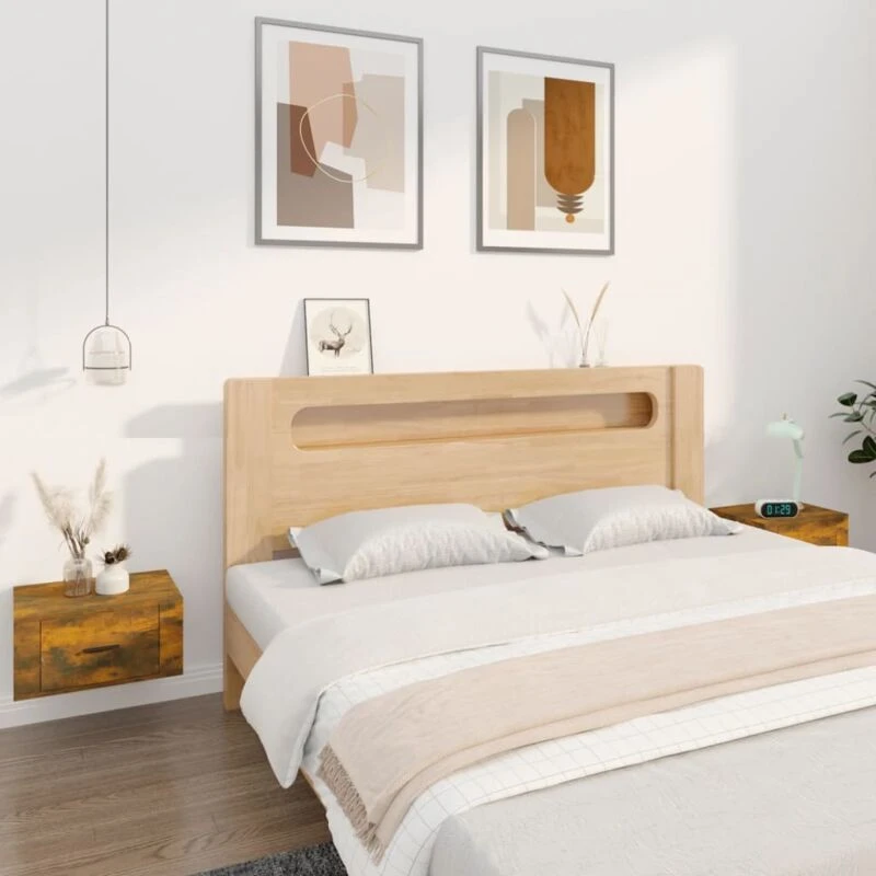 Image of Vidaxl Wall-mounted Bedside Cabinets 2 Pcs Smoked Oak 50X36X25 Cm, Brown 816851