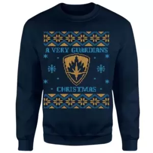 Image of Marvel A Very Guardians Christmas Christmas Jumper - Navy - L