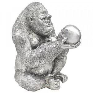 image of Silver Art Gorilla Thinker Ornament