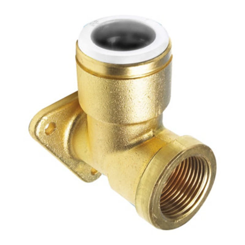 Image of John Guest Brass Backplate Elbow 15mm X 1/2 Gold