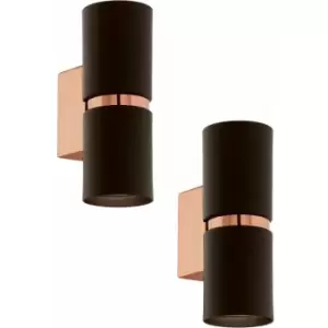 image of Loops - 2 pack Wall Light Colour Copper Coloured Steel Brown Round Shade GU10 2x3.3W