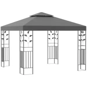 Image of Outsunny 3 x 3 meter Outdoor Garden Steel Gazebo Patio Canopy Marquee Patio Party Tent Canopy Shelter Vented Roof Decorative Frame - Grey