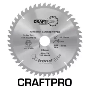 Image of Trend CRAFTPRO Wood Cutting Mitre Saw Blade 260mm 24T 30mm