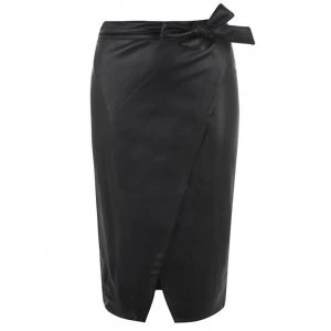 image of Biba Wrap PU Skirt - Black