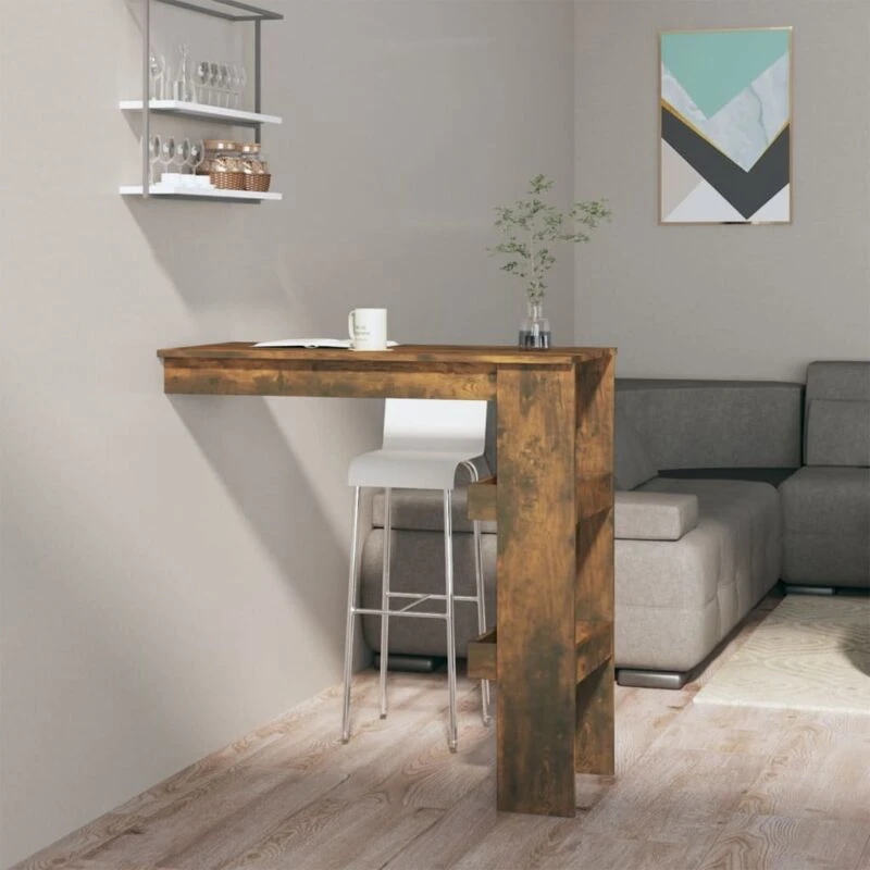 Image of VIDAXL Wall Bar Table Smoked Oak 102x45x103.5cm Engineered Wood vidaXL 8720286968468