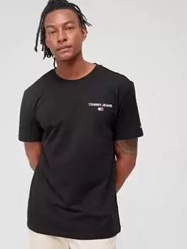 Image of Tommy Jeans Classic Linear Back Print T-Shirt - Black, Size L, Men