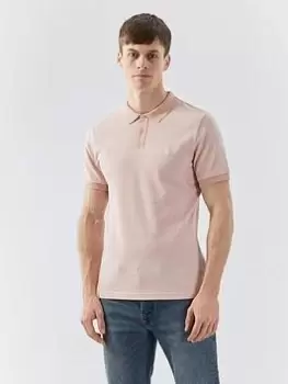Image of Pretty Green Herringbone Polo Shirt - Pink, Size XL, Men